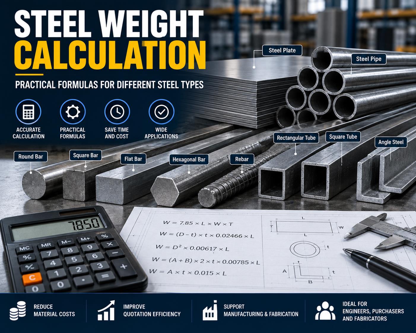 Steel Weight Calculation: Practical Formulas for Different Steel Types